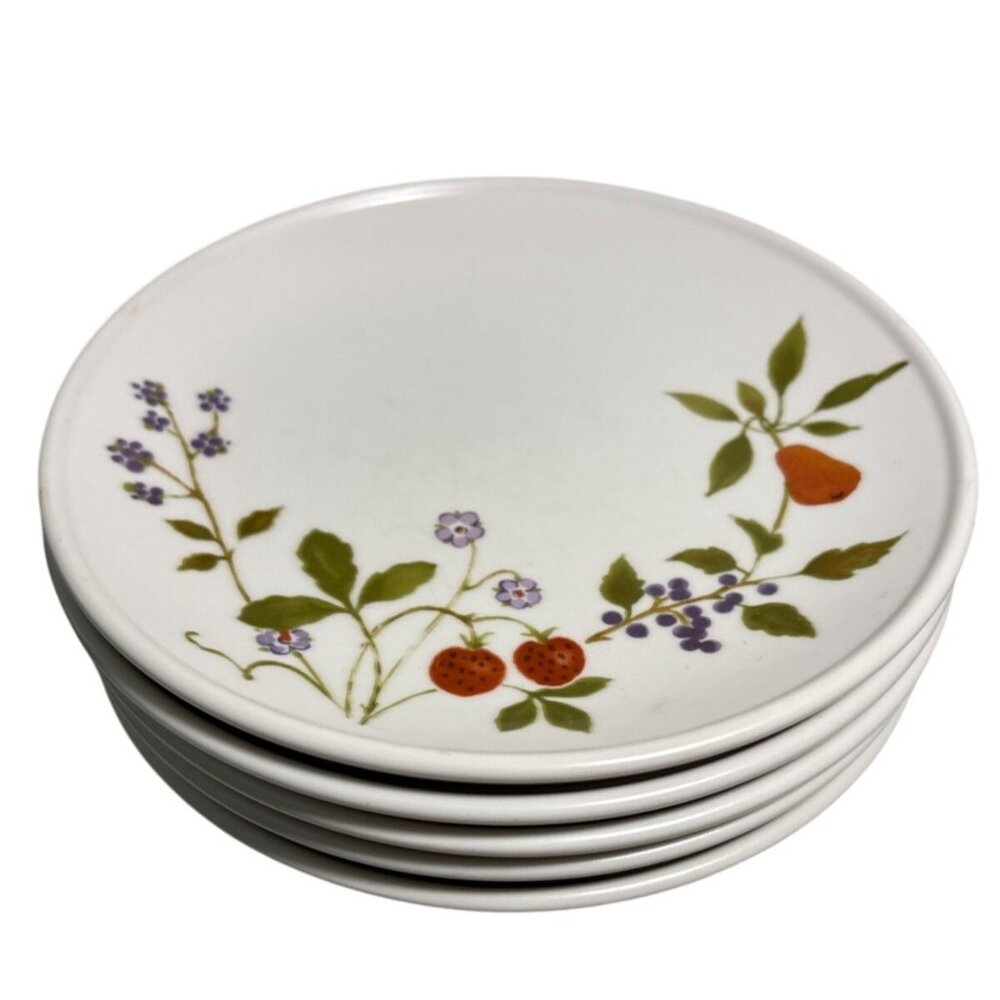 Noritake Dessert Plates Berries N Such 9070 Set Of 5 Japan 6.25" Fruit Floral